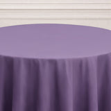 Purple round tablecloth on a smooth surface.