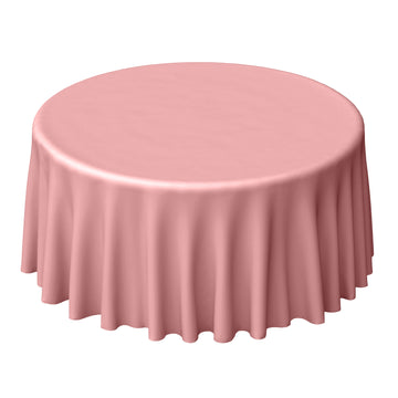 120" Dusty Rose Seamless Polyester Round Tablecloth for 5 Foot Table With Floor-Length Drop