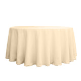 120" Beige Polyester Round Tablecloth