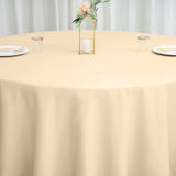 120" Beige Polyester Round Tablecloth