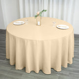 120" Beige Polyester Round Tablecloth