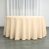 120" Beige Polyester Round Tablecloth