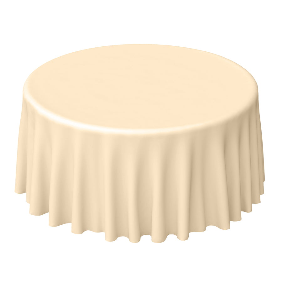 120" Beige Polyester Round Tablecloth