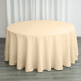 120" Beige Polyester Round Tablecloth