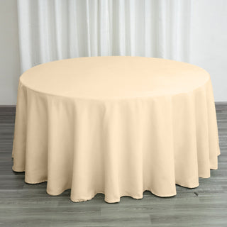 Beige Seamless Polyester Round Tablecloth