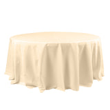 120" Beige Polyester Round Tablecloth