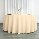 120" Beige Polyester Round Tablecloth