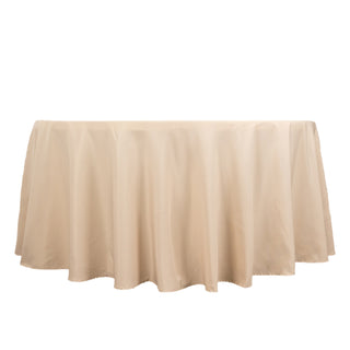 Beige Seamless Premium Polyester Round Tablecloth - The Perfect Choice