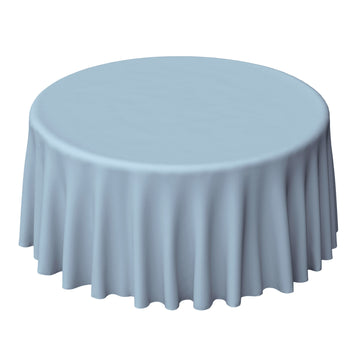 120" Dusty Blue Seamless Polyester Round Tablecloth for 5 Foot Table With Floor-Length Drop