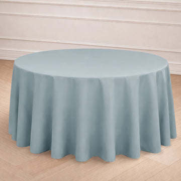 Polyester 120" Round Tablecloth Dusty Blue - Seamless Wrinkle-Resistant Table Cover