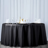 120inch Black 190 GSM Seamless Premium Polyester Round Tablecloth