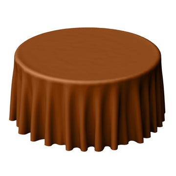 Polyester 120" Round Tablecloth Cinnamon Brown - Seamless Wrinkle-Resistant Table Cover