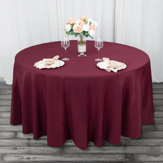 Elevate Your Event with the Burgundy Premium Polyester Round Tablecloth