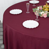 120" Burgundy Seamless Premium Polyester Round Tablecloth - 220GSM for 5 Foot Table With Floor-Length Drop