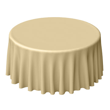 Polyester 120" Round Tablecloth Champagne - Seamless Wrinkle-Resistant Table Cover