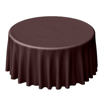 Polyester 120" Round Tablecloth Chocolate - Seamless Wrinkle-Resistant Table Cover