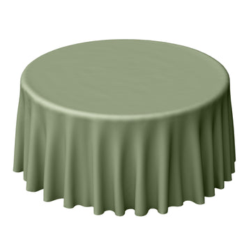 120" Dusty Sage Green Seamless Polyester Round Tablecloth for 5 Foot Table With Floor-Length Drop