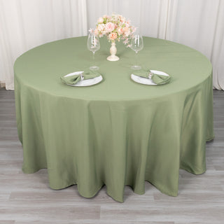Elevate Your Event with the 120" Dusty Sage Green Seamless Premium Polyester Round Tablecloth