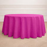Pink round tablecloth with pleated design