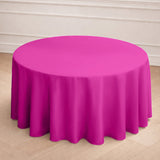 Pink round tablecloth with pleated design