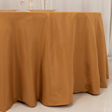 Gold Seamless Premium Polyester Round Tablecloth 220GSM 120inch for 5 Foot Table