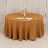 Gold Seamless Premium Polyester Round Tablecloth 220GSM 120inch for 5 Foot Table