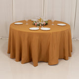 Gold Seamless Premium Polyester Round Tablecloth 220GSM 120inch for 5 Foot Table