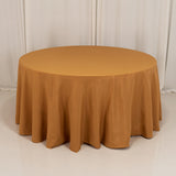 Gold Seamless Premium Polyester Round Tablecloth 220GSM 120inch for 5 Foot Table