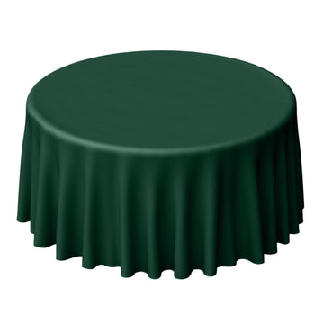 120" Hunter Emerald Green Seamless Polyester Round Tablecloth for 5 Foot Table With Floor-Length Drop