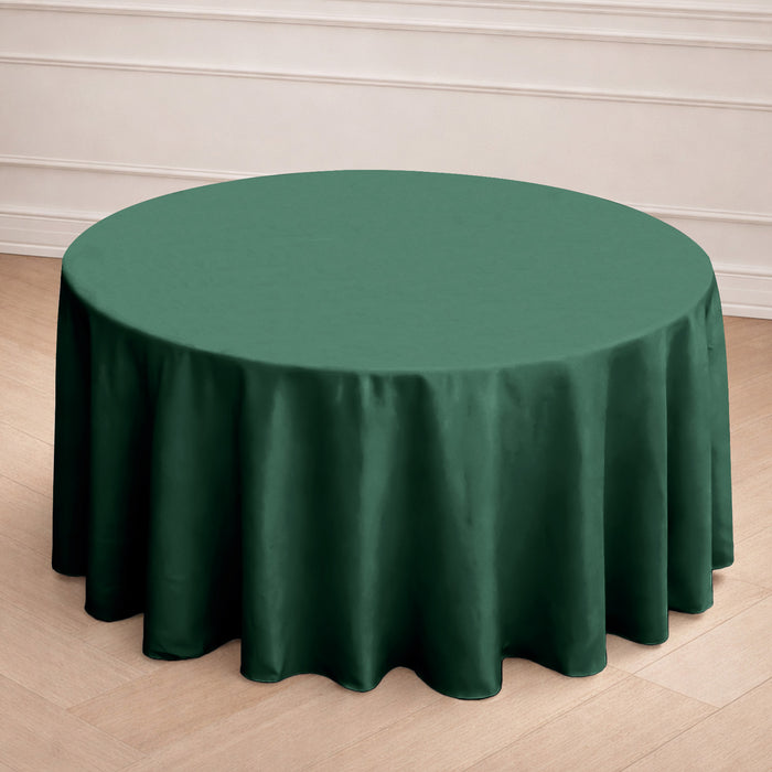 Green round tablecloth with elegant drape