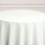 White round tablecloth on a table.