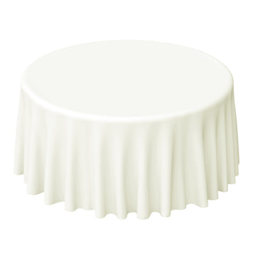 Polyester 120" Round Tablecloth Ivory - Seamless Wrinkle-Resistant Table Cover