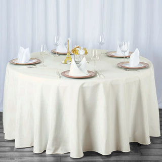 Elevate Your Event with the Elegant Ivory Polyester Round Tablecloth