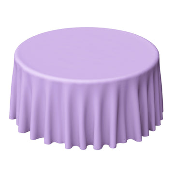 Polyester 120" Round Tablecloth Lavender Lilac - Seamless Wrinkle-Resistant Table Cover