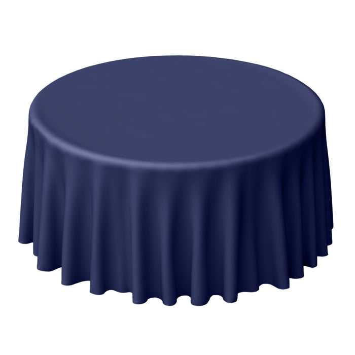 120 inch Navy Blue Polyester Round Tablecloth