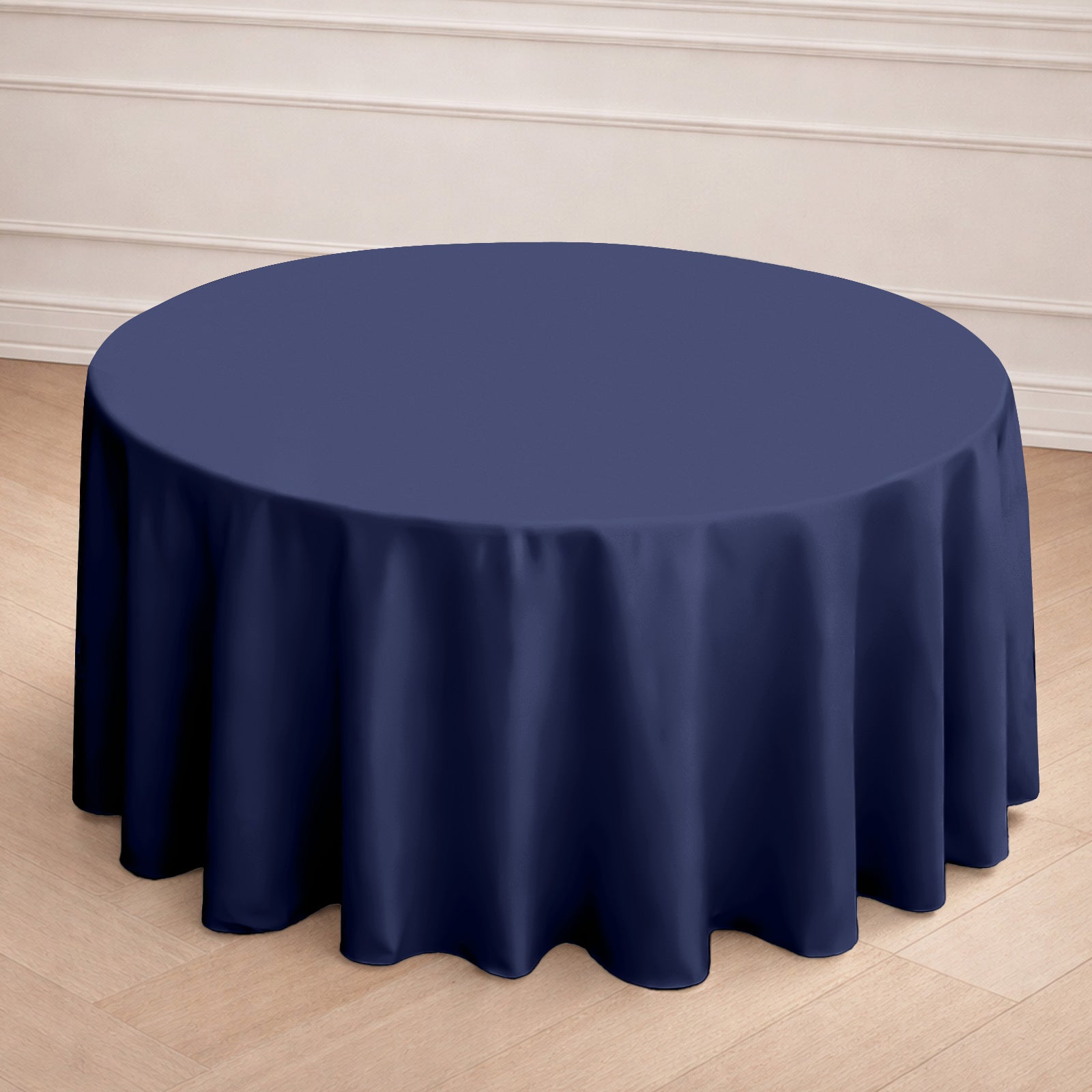 Tovaglia rotonda in poliestere blu navy: tessuto per banchetti antipiega - Italia