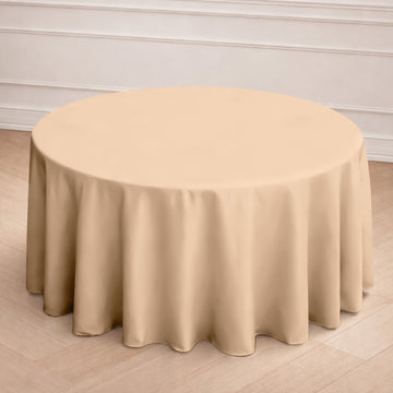Polyester 120" Round Tablecloth Nude - Seamless Wrinkle-Resistant Table Cover
