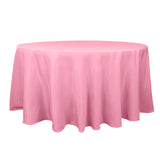 120 Pink Seamless Premium Polyester Round Tablecloth - 220GSM for 5 Foot Table With Floor-Length