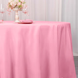 120 Pink Seamless Premium Polyester Round Tablecloth - 220GSM for 5 Foot Table With Floor-Length