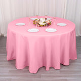 120 Pink Seamless Premium Polyester Round Tablecloth - 220GSM for 5 Foot Table With Floor-Length