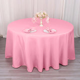 120 Pink Seamless Premium Polyester Round Tablecloth - 220GSM for 5 Foot Table With Floor-Length