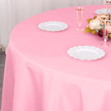 120 Pink Seamless Premium Polyester Round Tablecloth - 220GSM for 5 Foot Table With Floor-Length