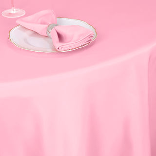 <h3 style="margin-left:0px;">Durable <strong>Pink Seamless Premium Polyester Round Tablecloth</strong>