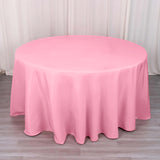 120 Pink Seamless Premium Polyester Round Tablecloth - 220GSM for 5 Foot Table With Floor-Length