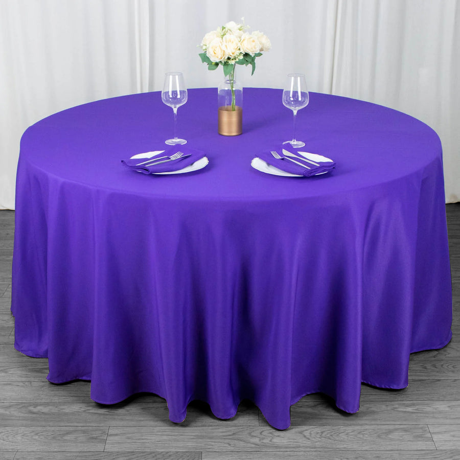 120inch Purple 200 GSM Seamless Premium Polyester Round Tablecloth