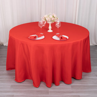 Elevate Your Events with the Red Premium Polyester Round Tablecloth