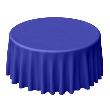 120" Royal Blue Seamless Polyester Round Tablecloth for 5 Foot Table With Floor-Length Drop