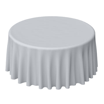 Polyester 120" Round Tablecloth Silver - Seamless Wrinkle-Resistant Table Cover