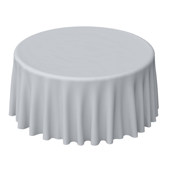 120inches Silver Polyester Round Tablecloth