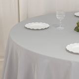 120inch Silver Seamless Premium Polyester Round Tablecloth - 220GSM for 5 Foot Table